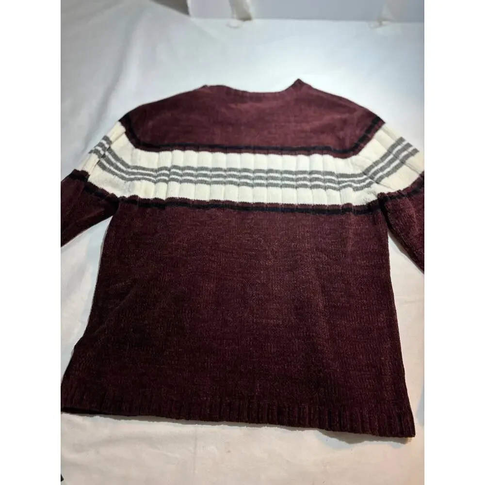 Glory Rd. 64 Maroon Striped Acrylic Sweater Boys Sz Large